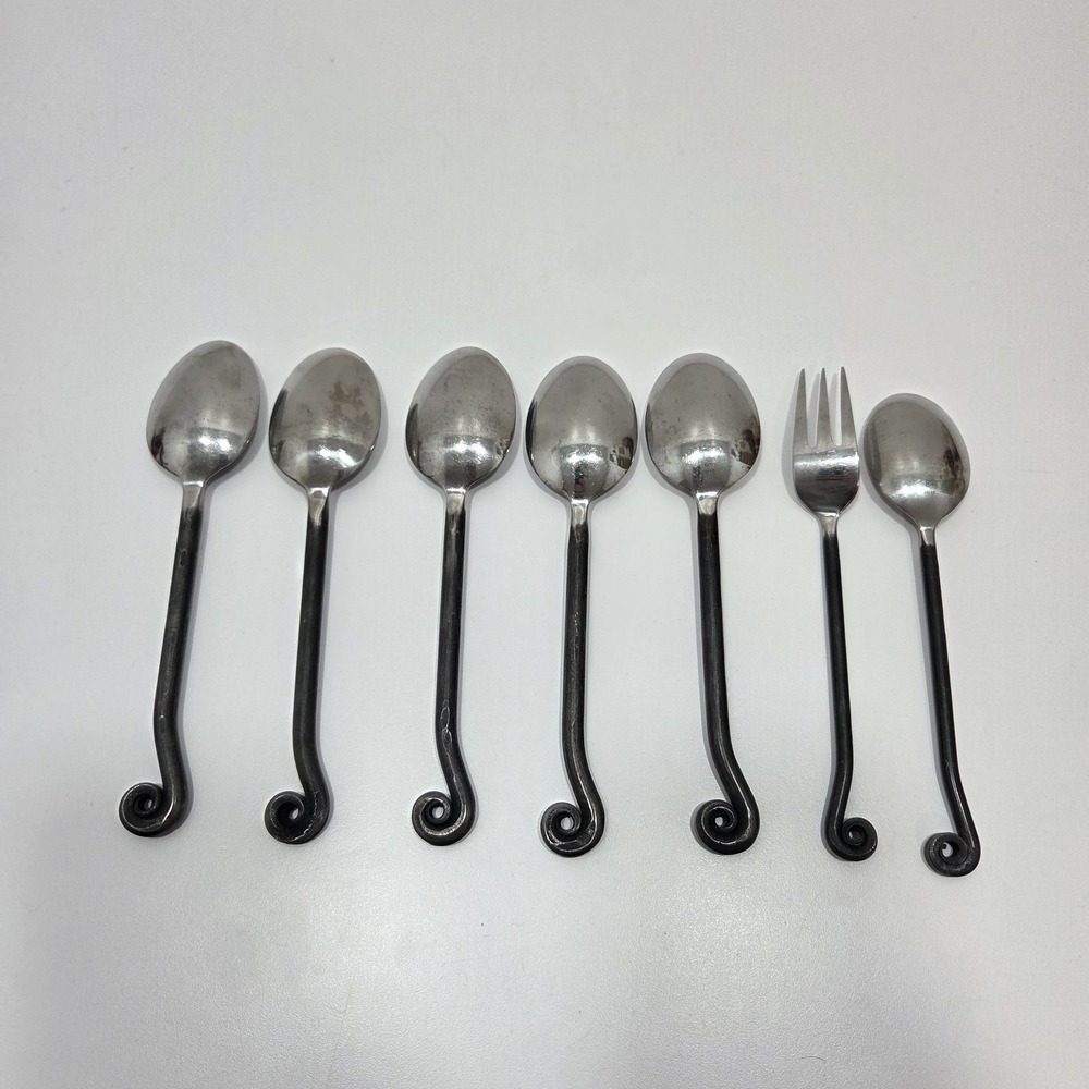 Gourmet Settings 18/10 Stainless Treble Clef Wrought Iron Spoons Fork (7pcs) - Picture 6 of 9